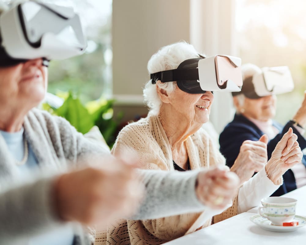 Residents enjoying a virtual reality activity at Ramsey Woods in Cudahy, Wisconsin.