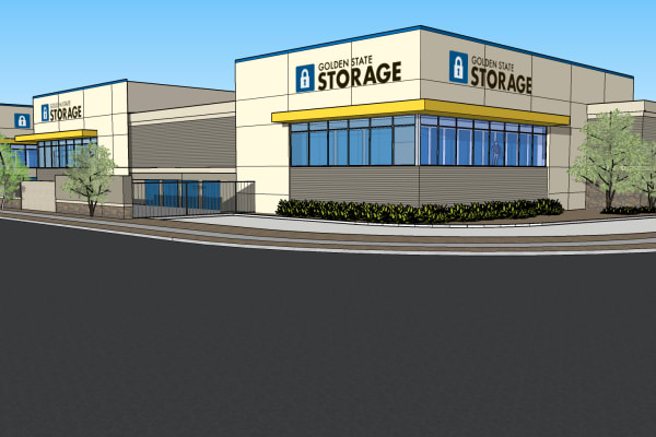 A rendering of the front of Golden State Storage - Blue Diamond in Las Vegas, Nevada