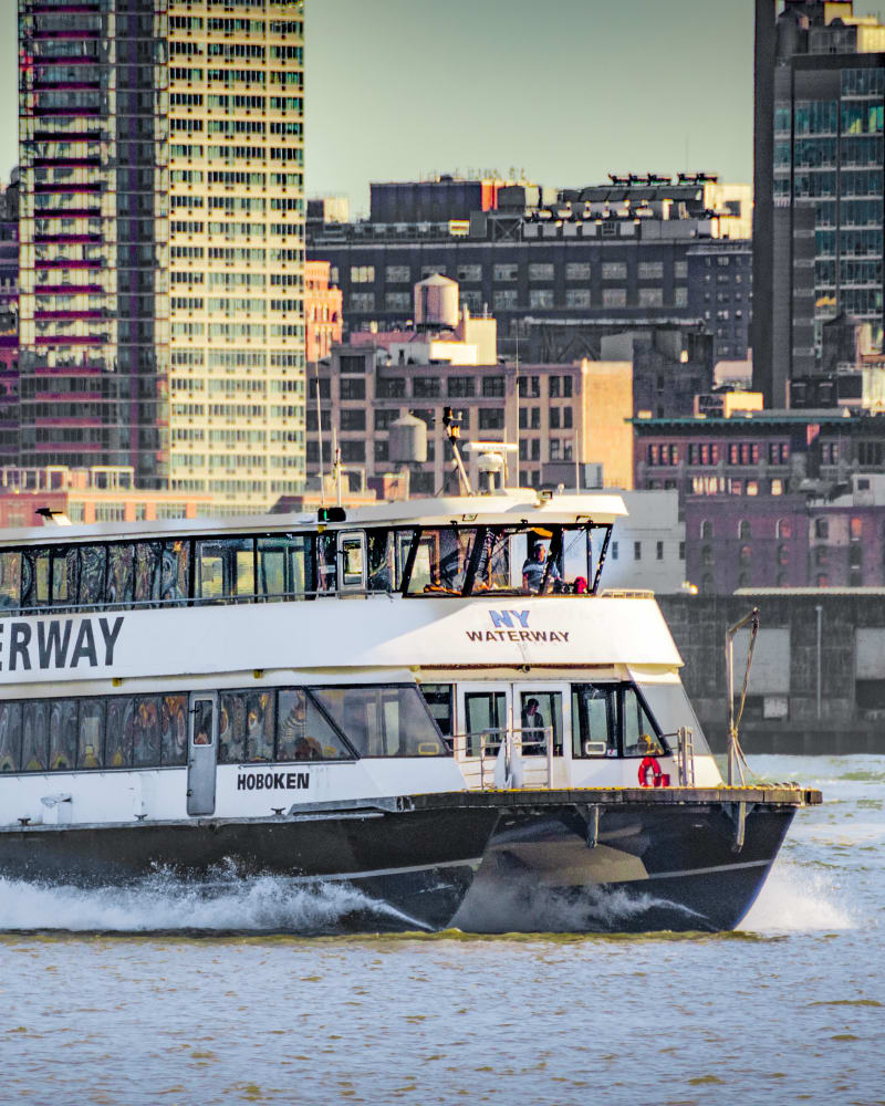 Ferry near Riverbend at Port Imperial in West New York, New Jersey