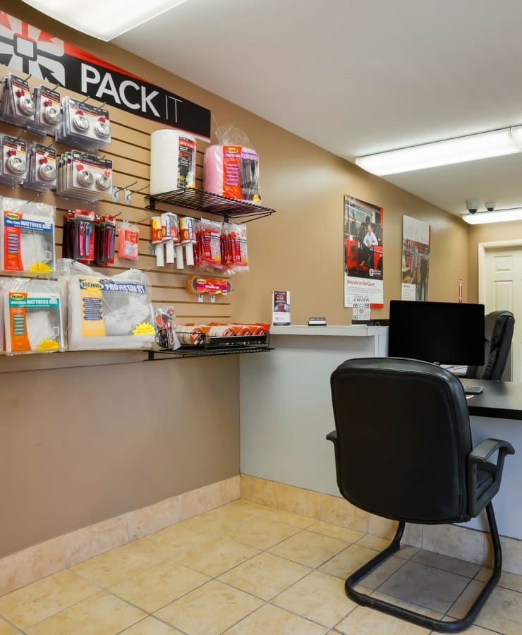 Packing supplies available in the leasing office at StorQuest Economy Self Storage in Centerville, Ohio