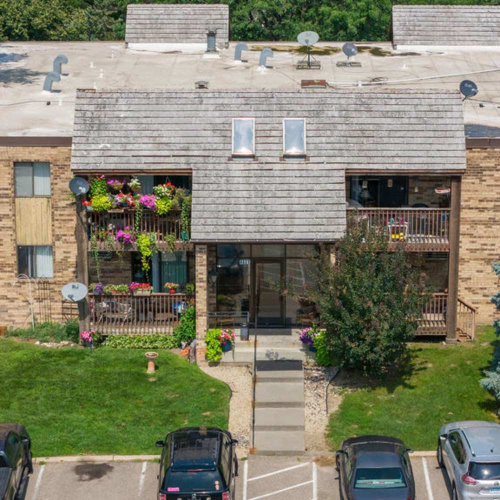 Apartment closer entry aerial view at Solace on Lake Minnetonka in Spring Park, Minnesota