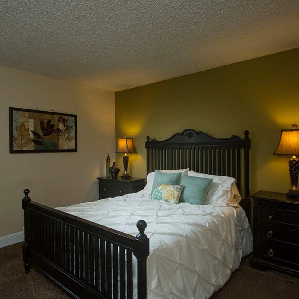 Modern bedroom at Park Place Apartments in Port Richey, Florida.