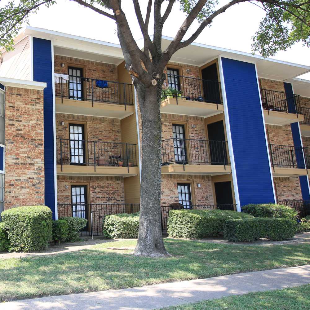 Exterior view surrounded by greenery at The Victorian in Dallas, Texas