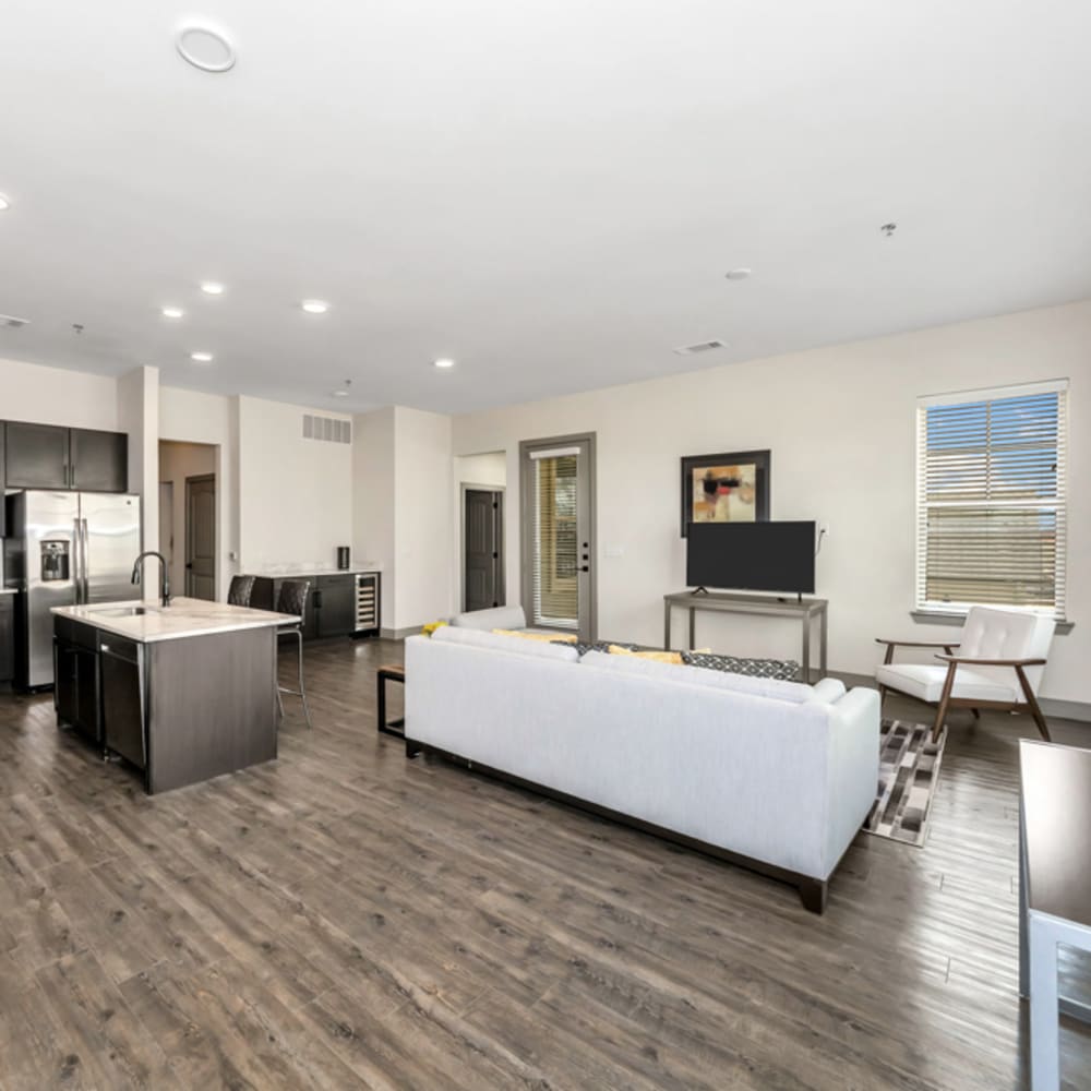 Living room area at Village at Rayzor Ranch in Denton, Texas