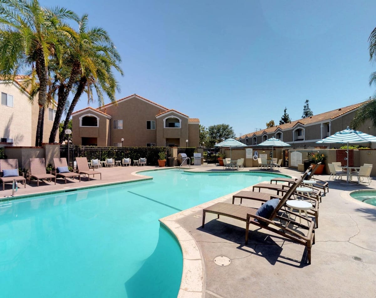 Pool area at El Paseo in Tustin, California