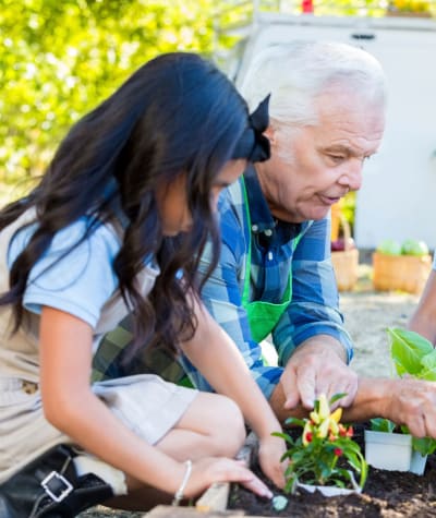 Resident gardening at Garden Place Millstadt in Millstadt, Illinois.
