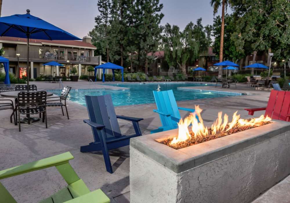 Fire place at Parcwood Apartments in Corona, California  