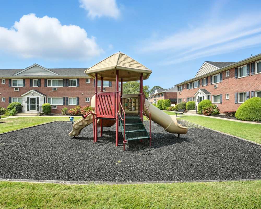 Children's playground at Mid Island Apartments in Bay Shore, New York