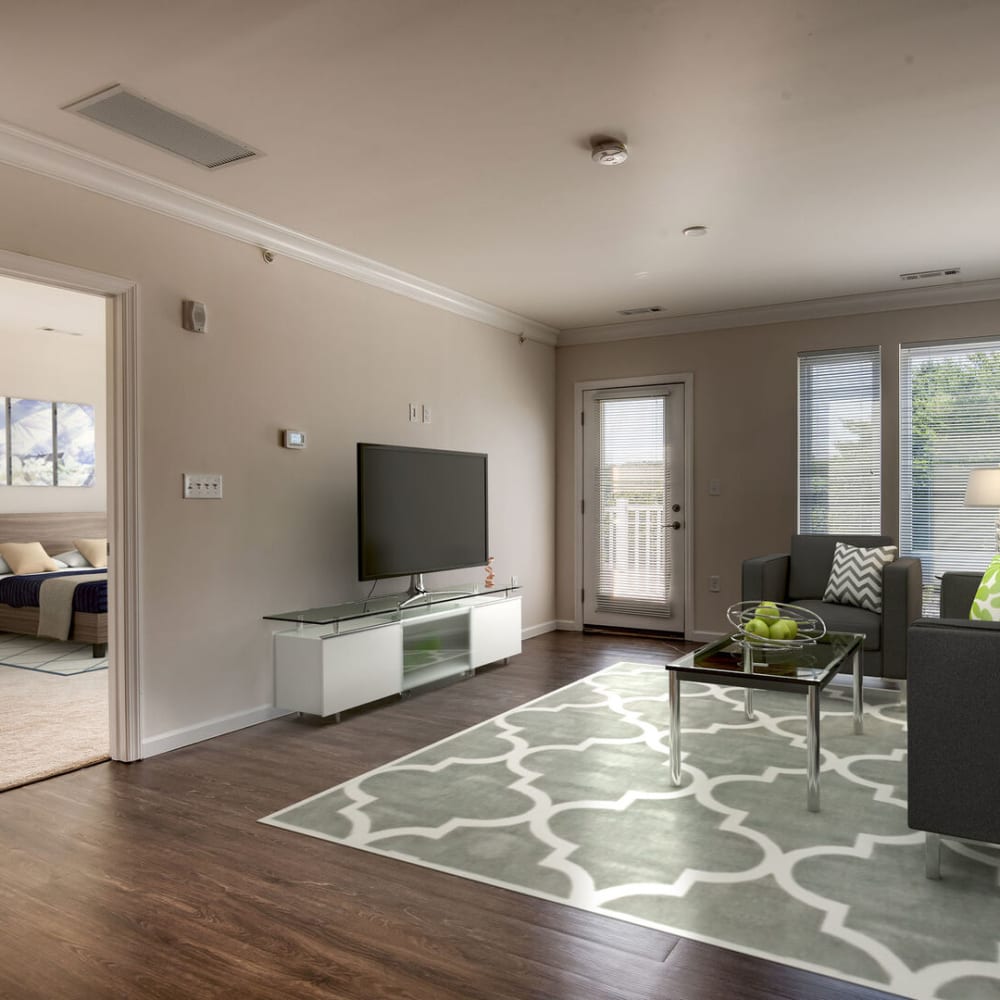 Apartment with wood-style flooring at Evergreen, Monroeville, Pennsylvania