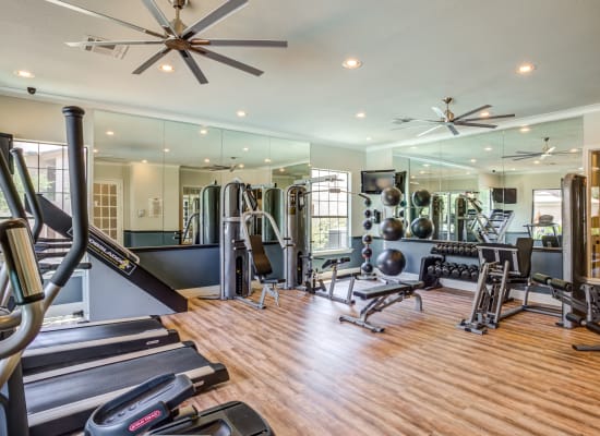 Fitness center at Park Hudson Place in Bryan, Texas