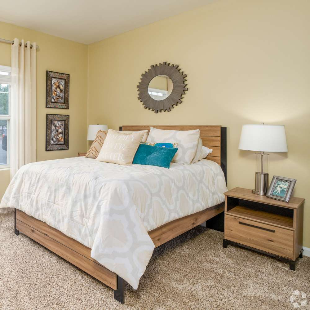 Bedroom at Prairie Point Luxury Apartments in O'Fallon. MO