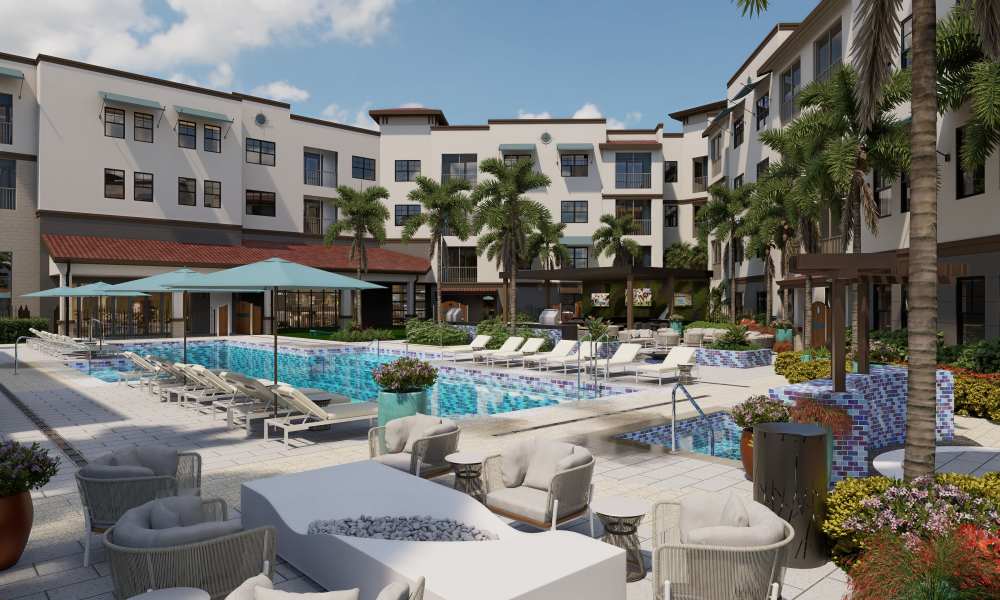 Resort-style pool at Coconut Pointe in Estero, Florida
