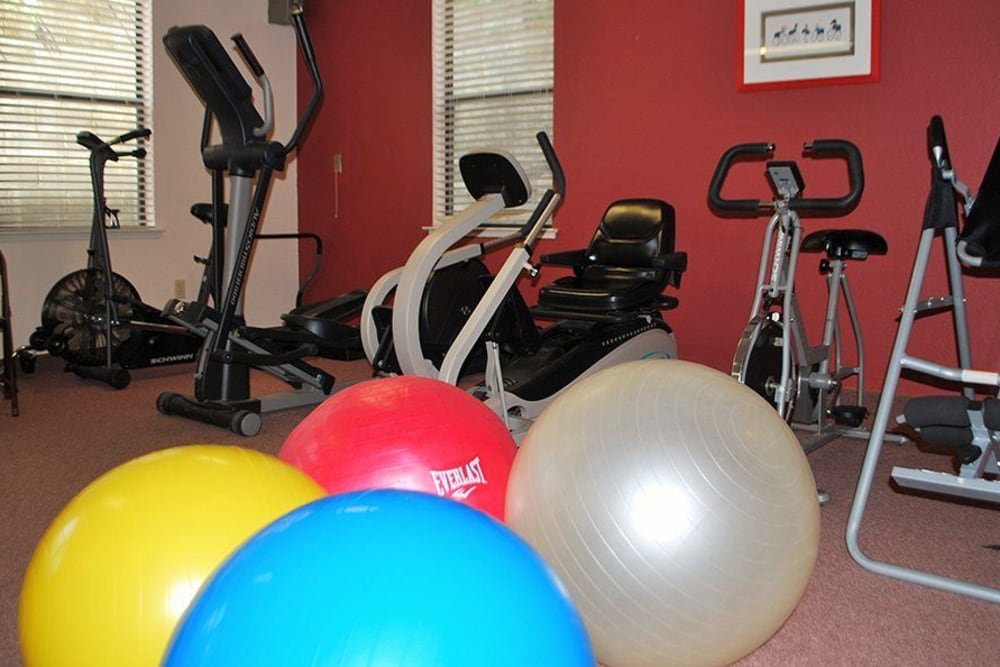 Fitness center at Hilltop Commons Senior Living in Grass Valley, California