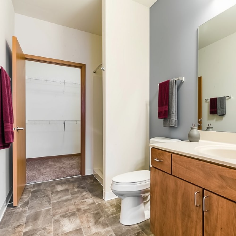 Bathroom with a toilet at Cudahy, Wisconsin at Layton Square