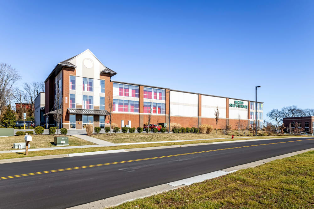 Exterior view of storage facility at Metro Self Storage in Franklin