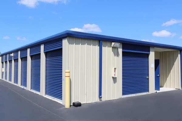 Storage units with blue doors at Midgard Self Storage in Murrells Inlet, South Carolina