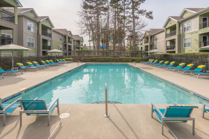 Tons of lounge chairs to layout poolside at The Madison in Charlotte, North Carolina
