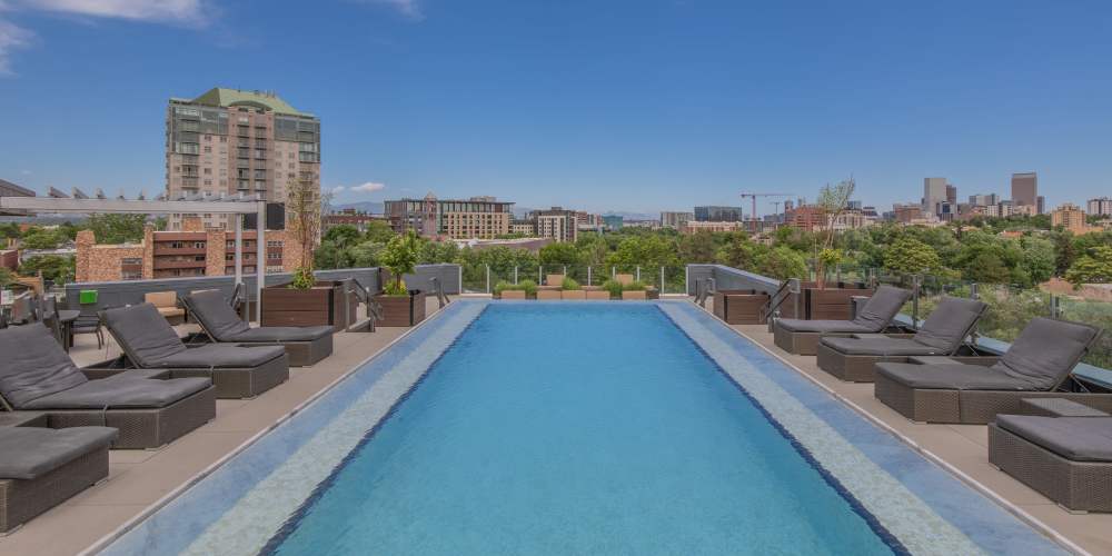Rooftop swimming pool at The View at Wash Park in Denver,Colorado
