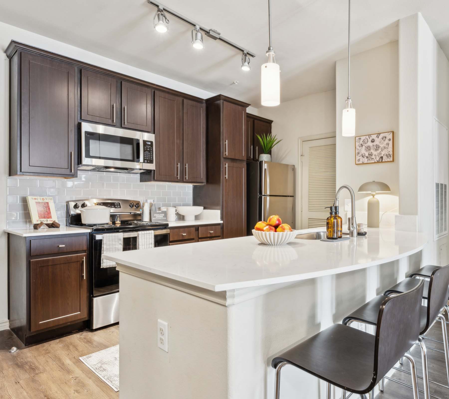 Kitchen area at Midtown 905 in Denton, Texas