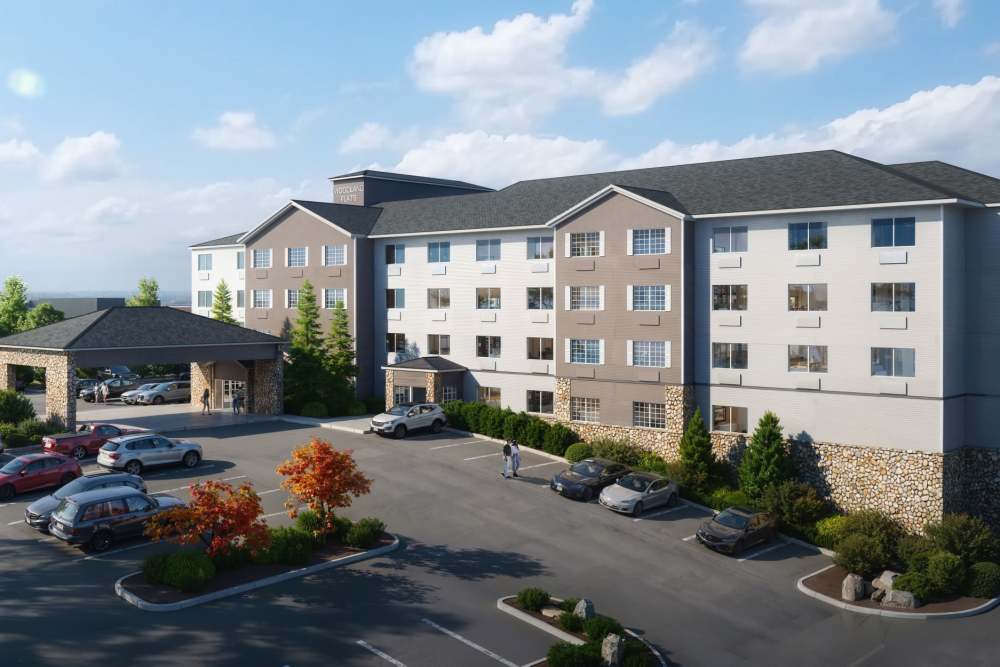 Exterior of apartments at Woodland Flats in Gresham, Oregon