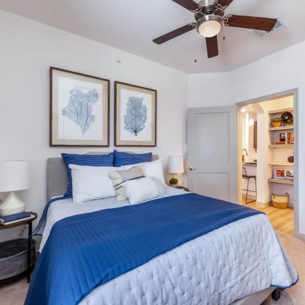 Bedroom with ceiling fan at Luxia Grand Prairie, Grand Prairie, Texas