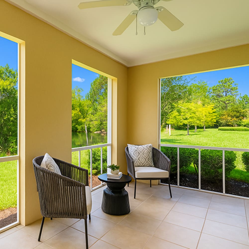 Patio of an apartment at The Reserve at Brookhaven in Palm Coast, Florida
