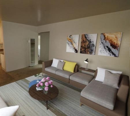 Model living room at Bon Aire Apartment Homes in Castro Valley, California