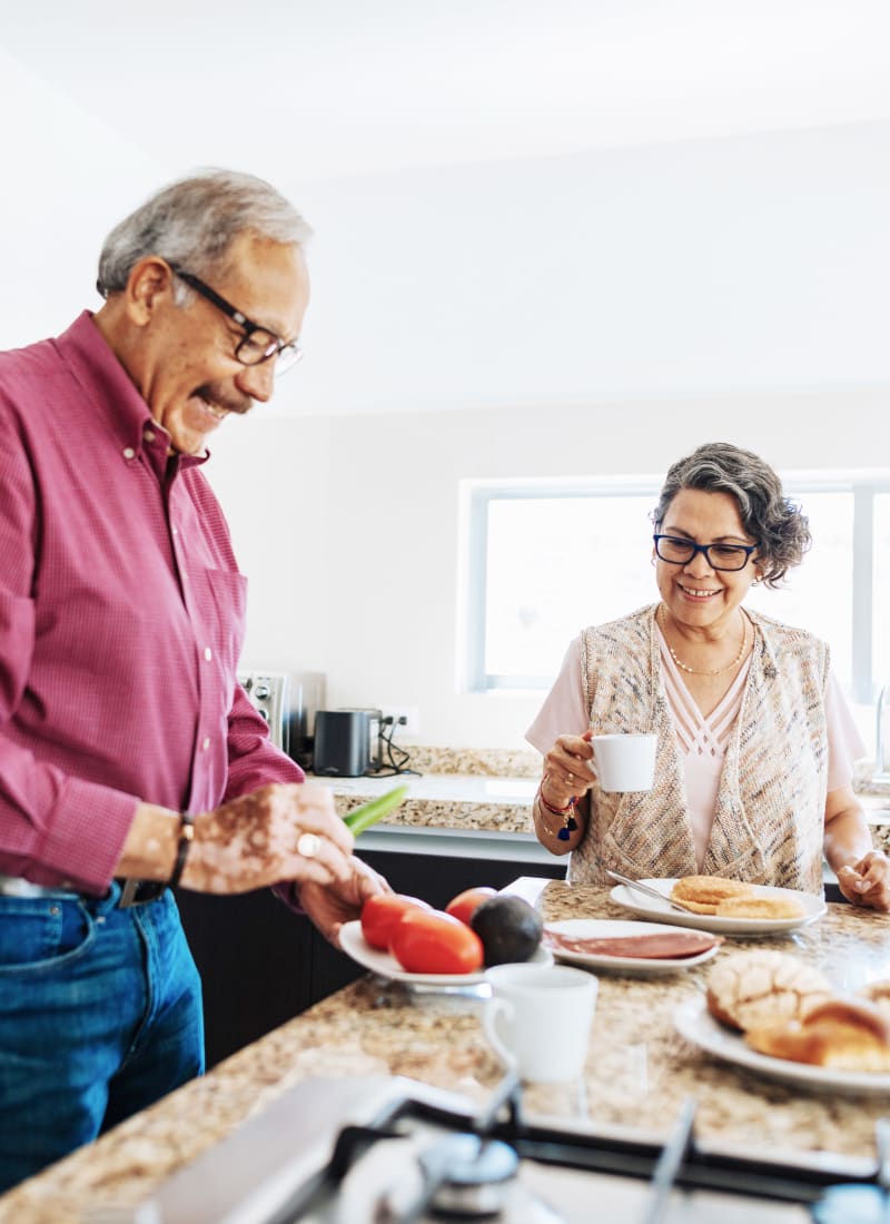 Residents cooking at Marquis at Crown Ridge in San Antonio, Texas