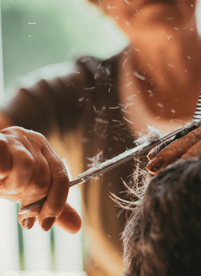 Resident getting a haircut at Leisure Living in Evansville, Indiana