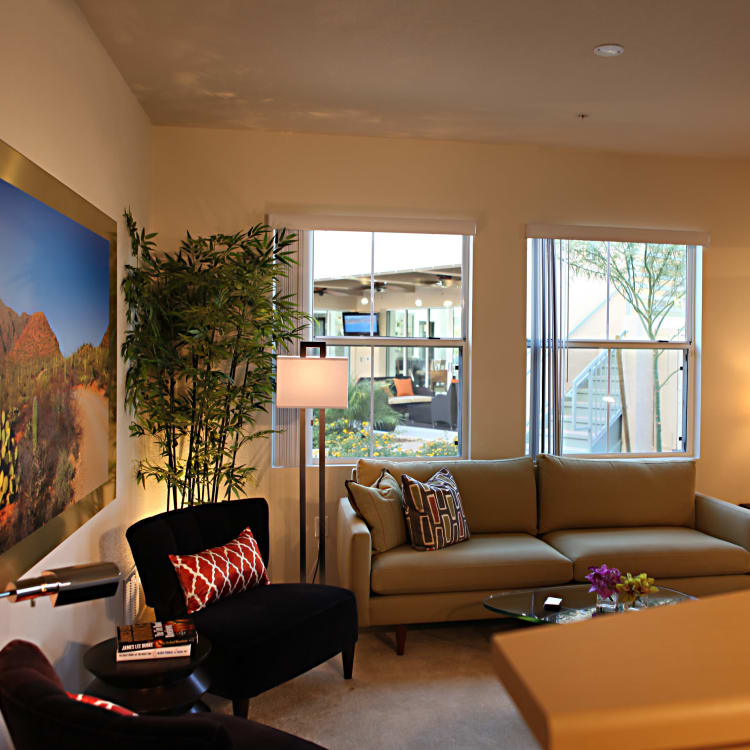 Modern living room at Sage Luxury Apartment Homes in Phoenix, Arizona