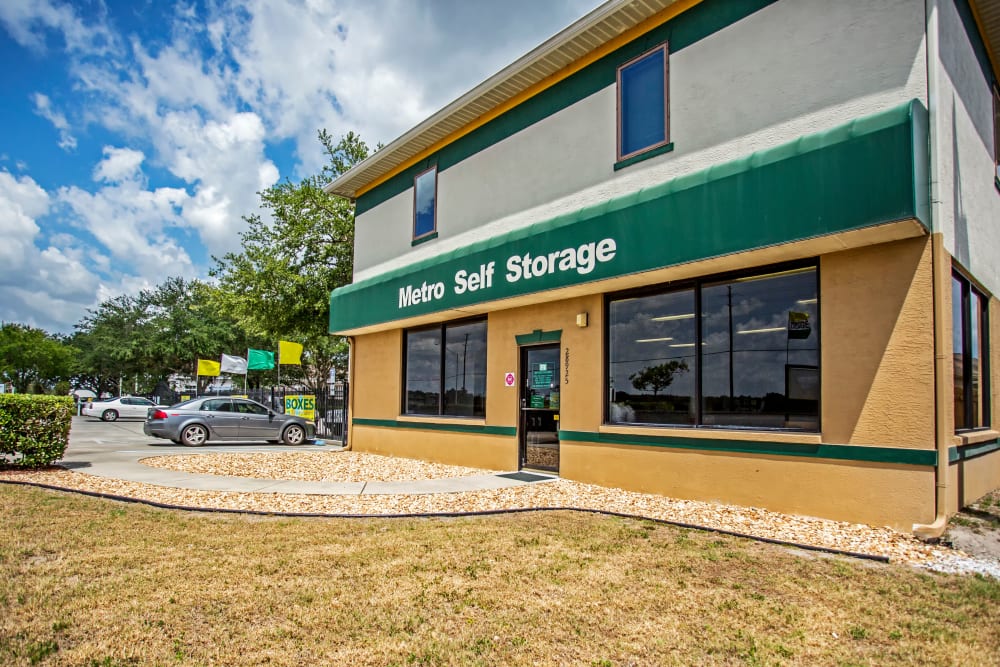 Leasing office entrance at Metro Self Storage in Wesley Chapel, Florida