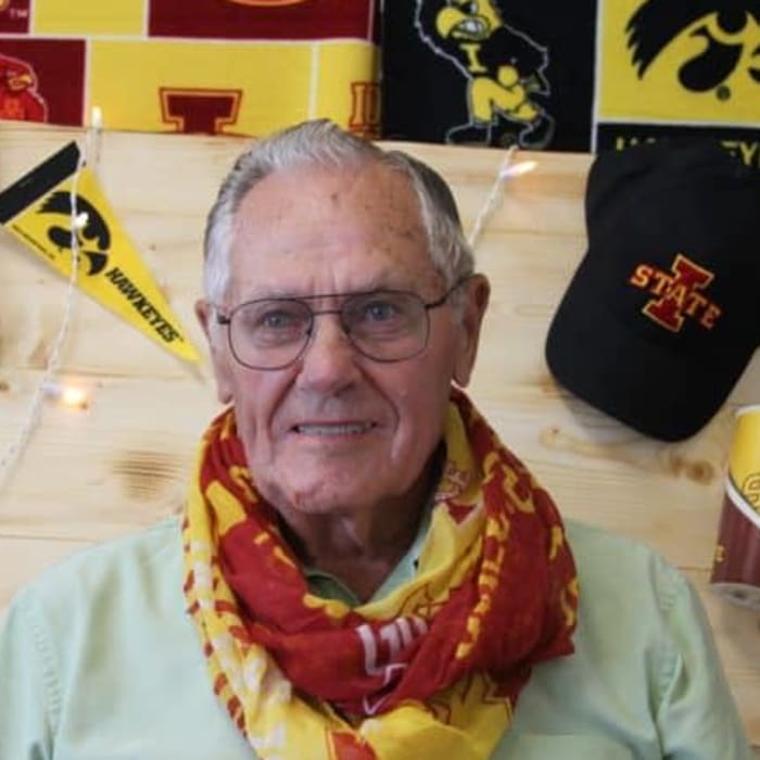 Resident showing school spirit at Manning Senior Living in Manning, Iowa