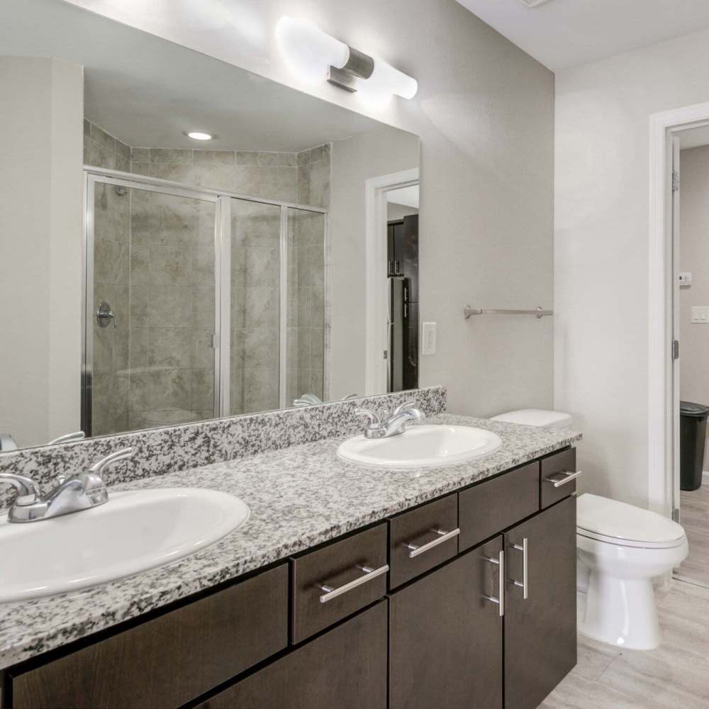 Bright bathroom at Evergreen Estero in Fort Myers, Florida