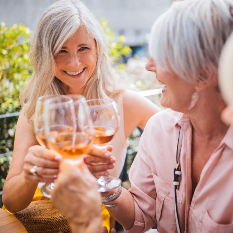 Residents enjoy a glass of wine near Aspire at West End, Richmond, Virginia
