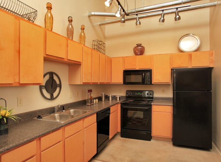 Beautiful kitchen at Johnston Mill Lofts in Columbus, Georgia