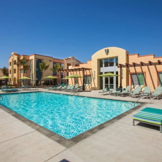Resort-style swimming pool at Hancock Terrace in Santa Maria, California
