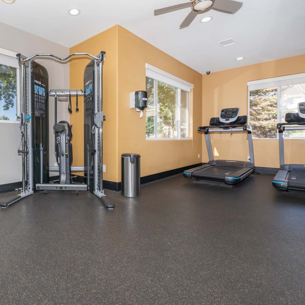 Fitness center with treadmill at The Dakota at Governors Ranch in Littleton,Colorado