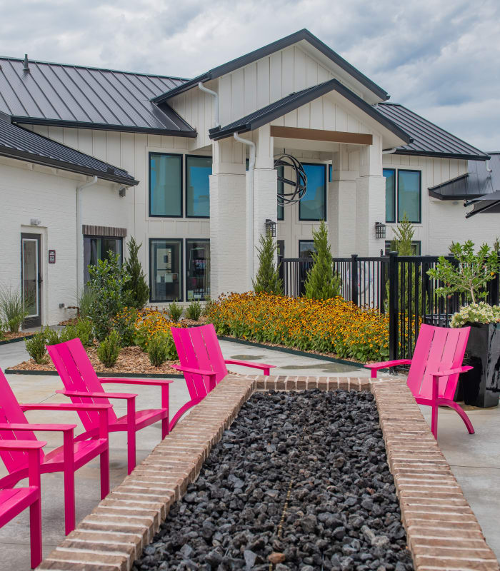 Firepit seating outside of Redbud Ranch Apartments in Broken Arrow, Oklahoma