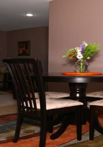 Table in dining room at Pointe Breeze Apartments in Bordentown, New Jersey