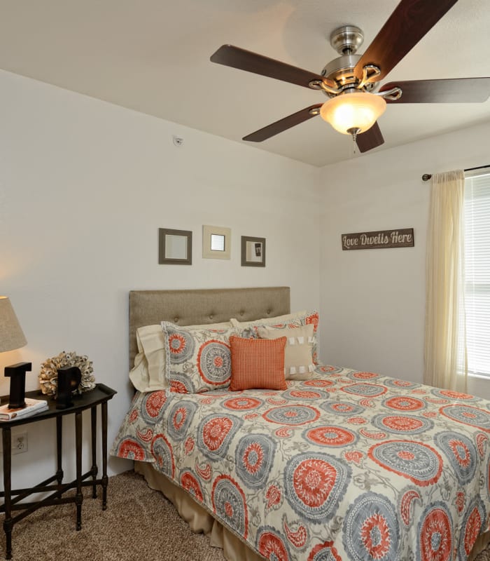 Spacious carpeted bedroom at The Patriot Apartments in El Paso, Texas