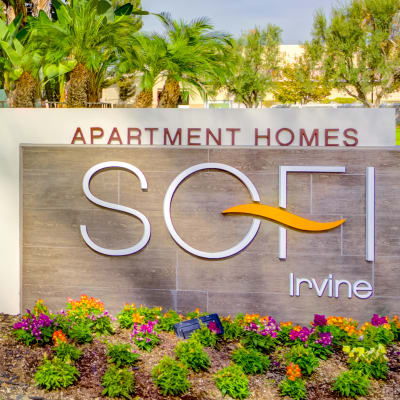 Our monument sign welcoming residents home to Sofi Irvine in Irvine, California