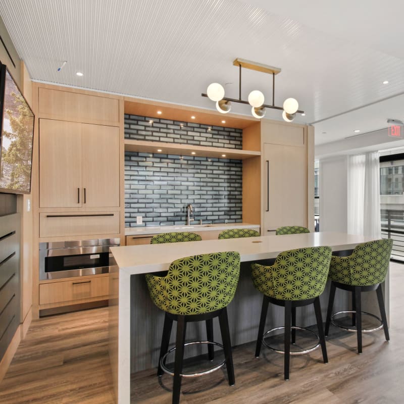 Kitchen in the lounge at Residences on The Lane in Rockville, Maryland