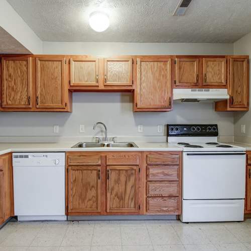 Apartment kitchen at Heathermoor I in Weirton, West Virginia