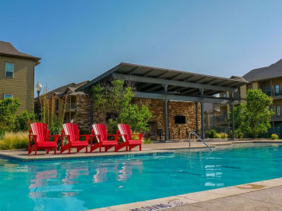 Lounge seating at the community pool at Anatole on MacArthur in Oklahoma City, Oklahoma