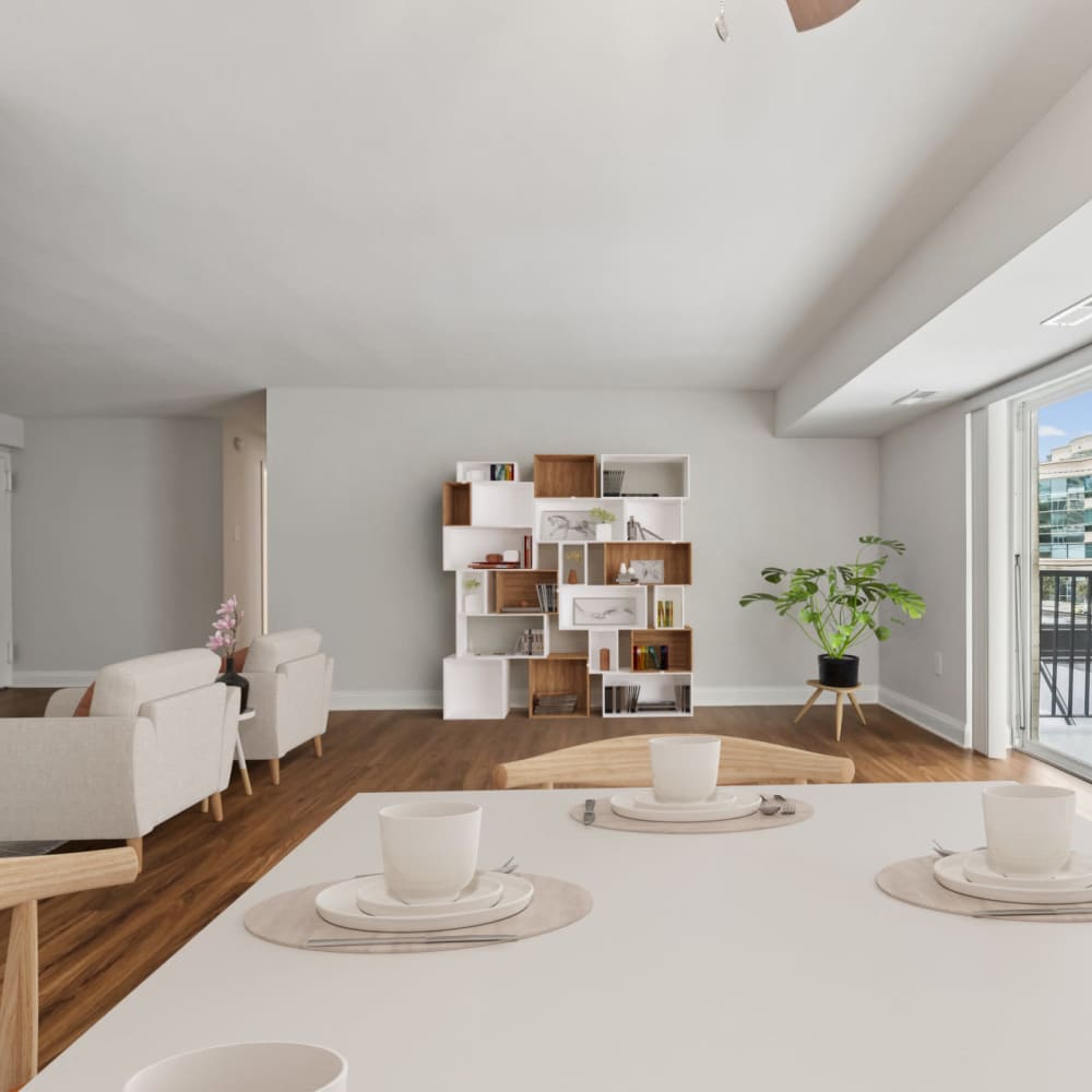 Dining table with windows at Georgia West in Silver Spring, Maryland