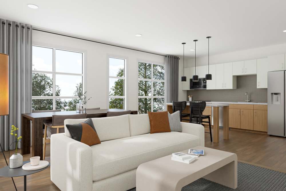 Open-concept living spaces at St. Albans Lofts in Raleigh, North Carolina