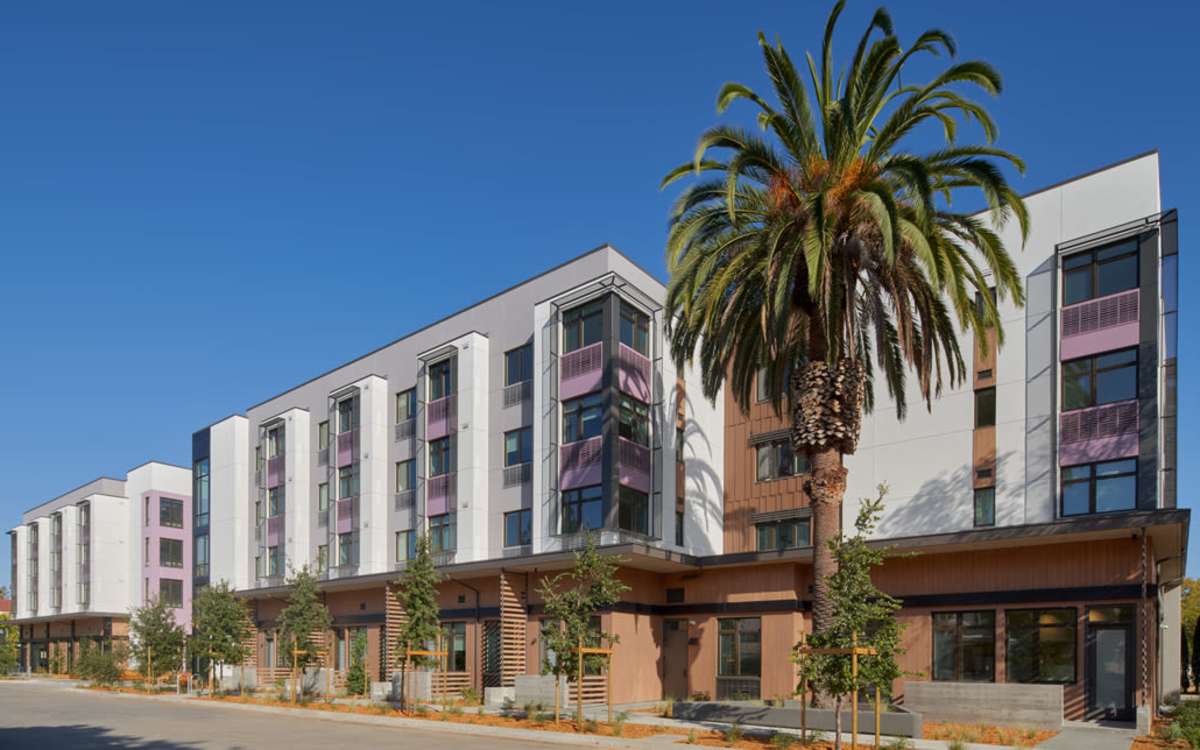 Exterior view of the apartment at The Acacia in Palo Alto, California