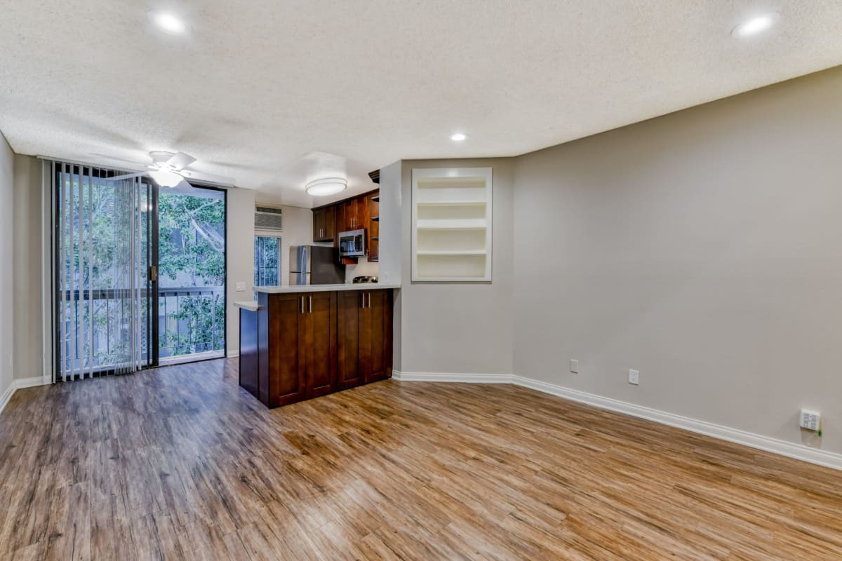 Apartment with wood style floor at Villa Esther, West Hollywood, California