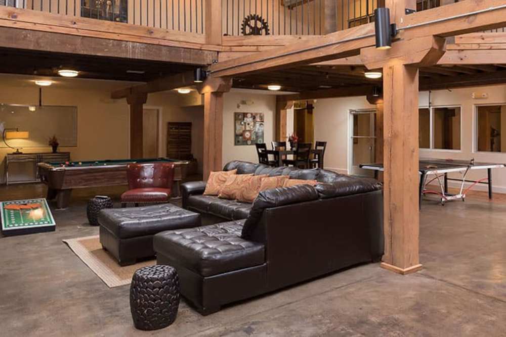 Game room in the clubhouse at High Street Lofts in Petersburg, Virginia