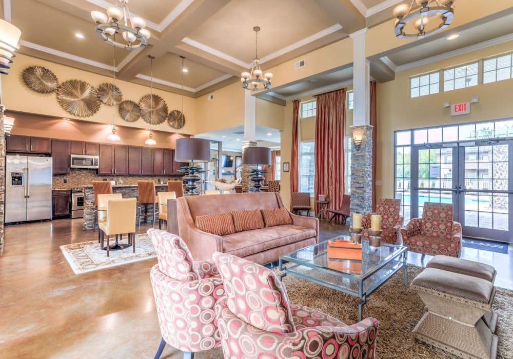 Clubhouse seating area at Amberton at Stonewater in Cary, North Carolina